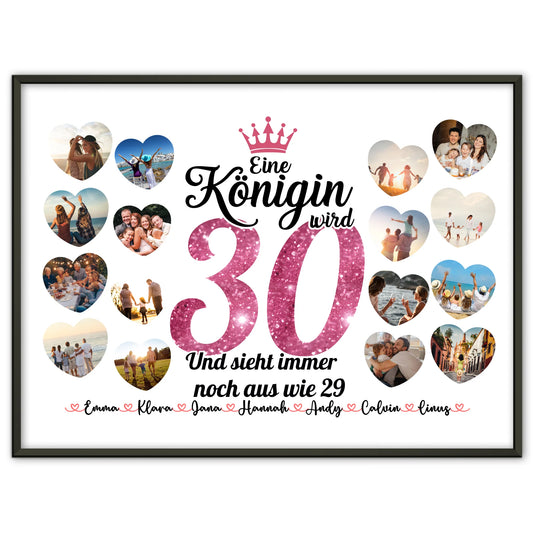 Geburtstagsposter personalisiert Königin wird 30 Geburtstag mit Fotos