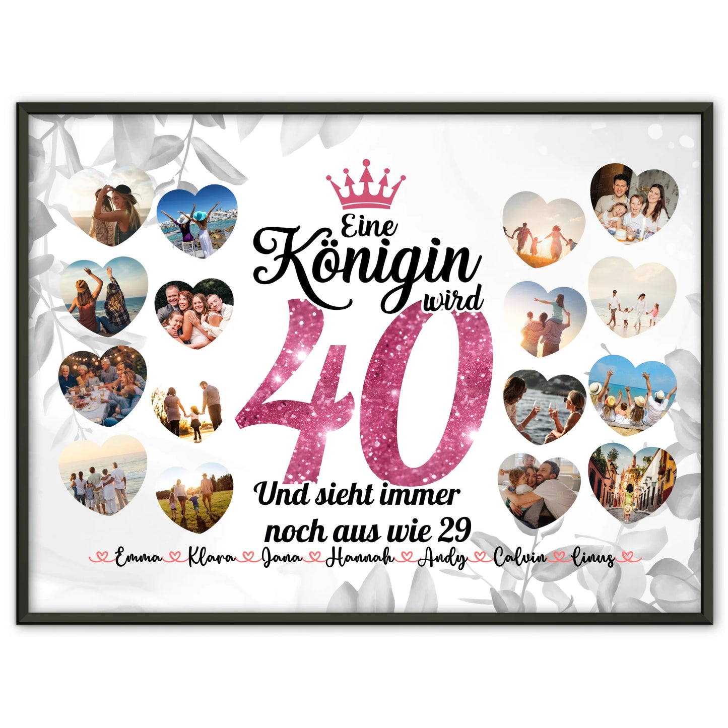 Individuelles Poster Königin wird 40 Geburtstag mit Herz Fotos