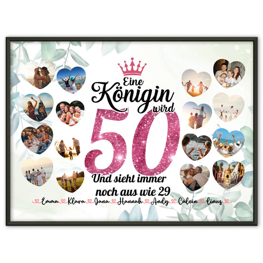 Poster Geschenk personalisiert Königin wird 50 Geburtstag mit Fotos