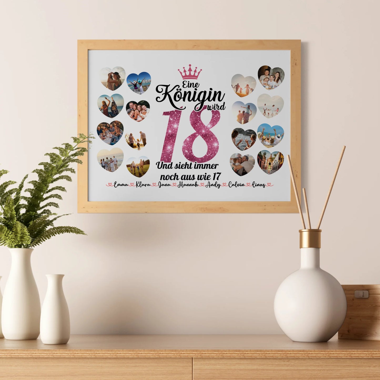 Poster personalisiert Königin wird 18 Geburtstag mit Herz Fotos