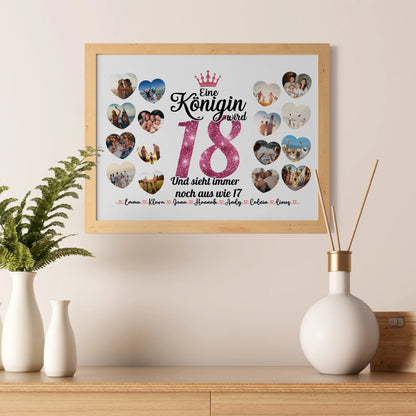 Poster personalisiert Königin wird 18 Geburtstag mit Herz Fotos