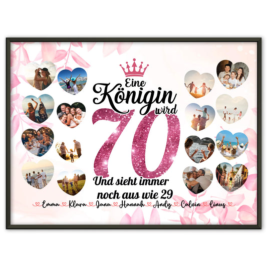 Eigenes Design Poster Königin wird 70 Geburtstag mit Herz Fotos