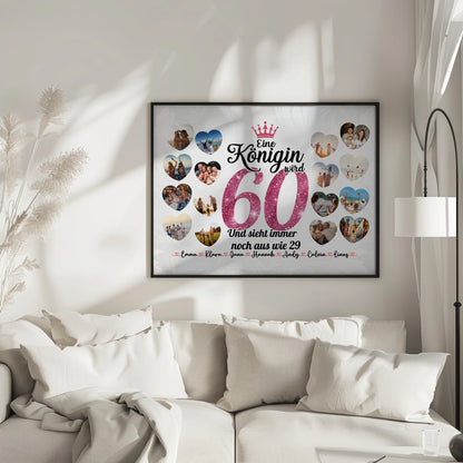 Poster Geschenk Königin wird 60 Geburtstag mit Herz Fotos