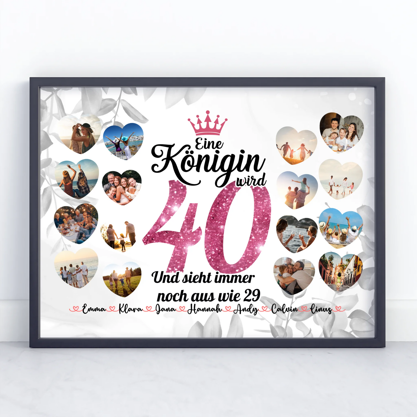 Individuelles Poster Königin wird 40 Geburtstag mit Herz Fotos