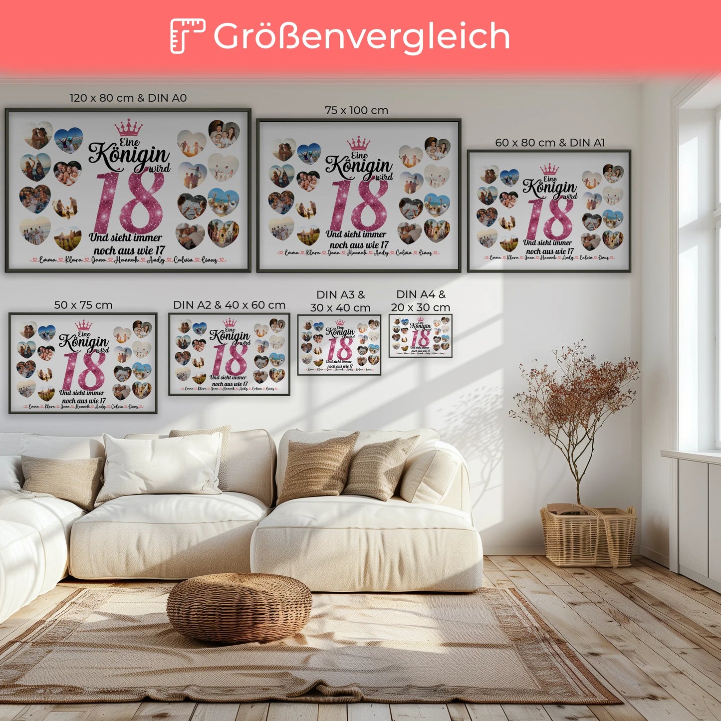 Poster personalisiert Königin wird 18 Geburtstag mit Herz Fotos