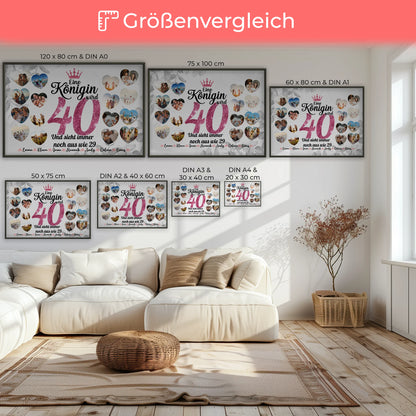Individuelles Poster Königin wird 40 Geburtstag mit Herz Fotos