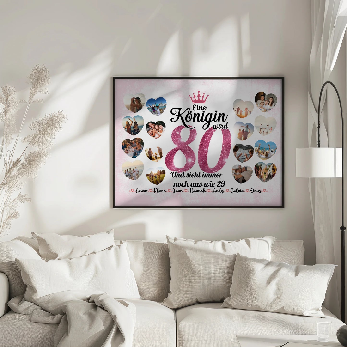 Geschenkposter individuell Königin wird 80 Geburtstag mit Herz Fotos