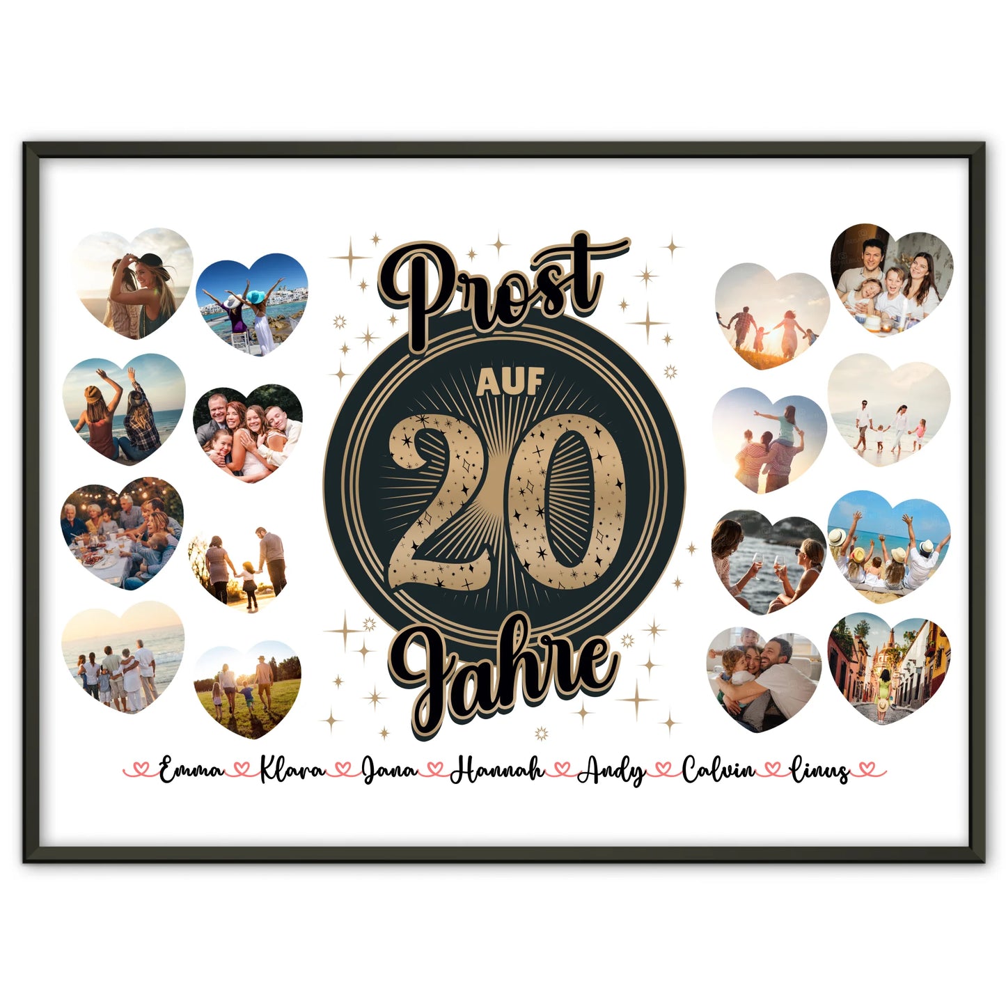 Geschenkposter personalisiert Prost auf 20 Geburtstag Vintage