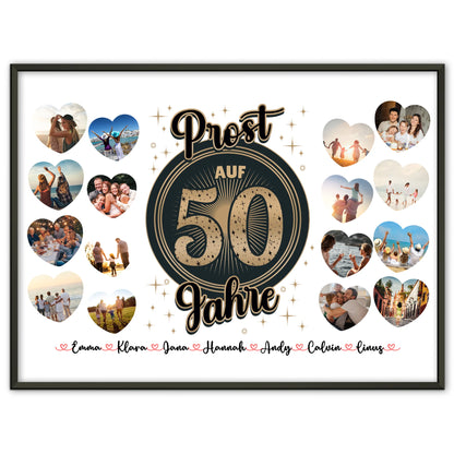 Geburtstagsposter personalisiert Prost auf 50 Geburtstag Vintage