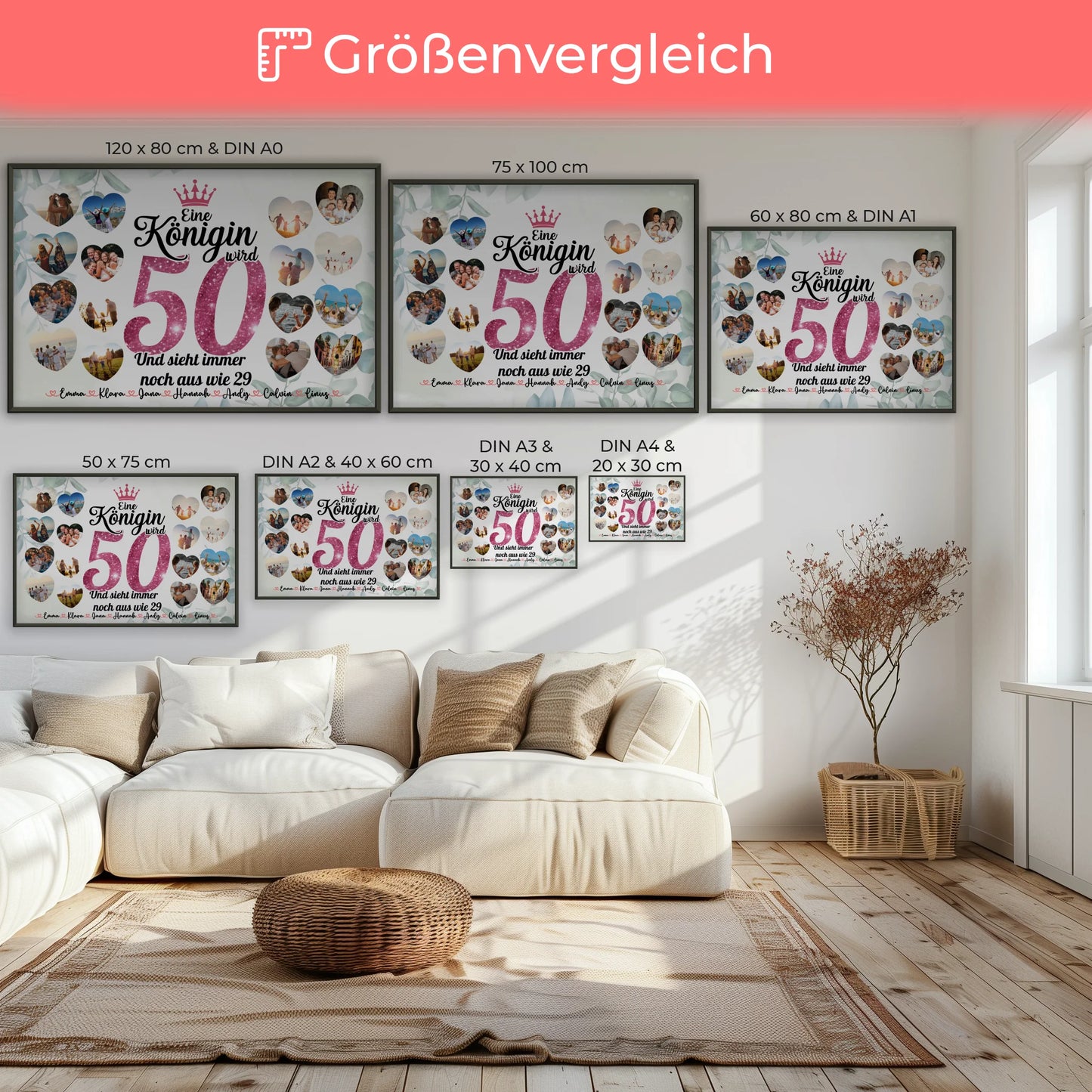 Poster Geschenk personalisiert Königin wird 50 Geburtstag mit Fotos