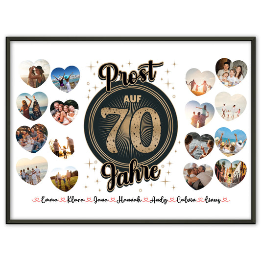 Poster Geschenk personalisiert Prost auf 70 Geburtstag Vintage
