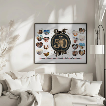 Geburtstagsposter personalisiert Prost auf 50 Geburtstag Vintage