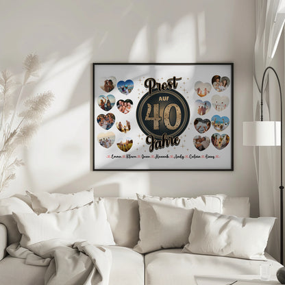 Personalisiertes Poster Prost auf 40 Geburtstag Vintage