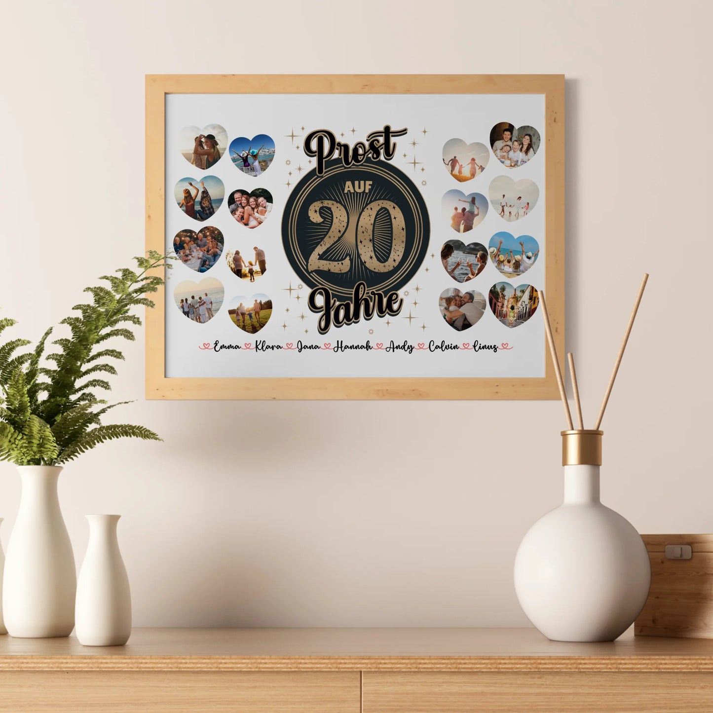 Geschenkposter personalisiert Prost auf 20 Geburtstag Vintage