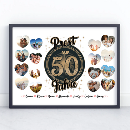 Geburtstagsposter personalisiert Prost auf 50 Geburtstag Vintage
