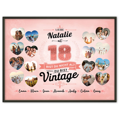Geschenkposter individuell 18 Geburstag Nicht alt sondern Vintage mit Name