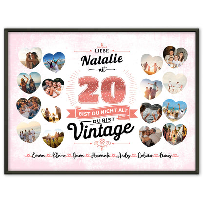 Poster als Geschenkidee 20 Geburstag Du bist Vintage mit Name