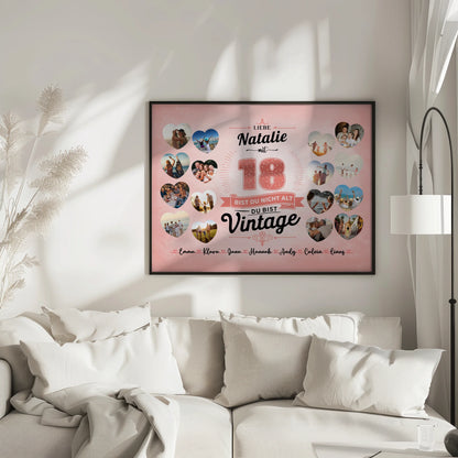 Geschenkposter individuell 18 Geburstag Nicht alt sondern Vintage mit Name