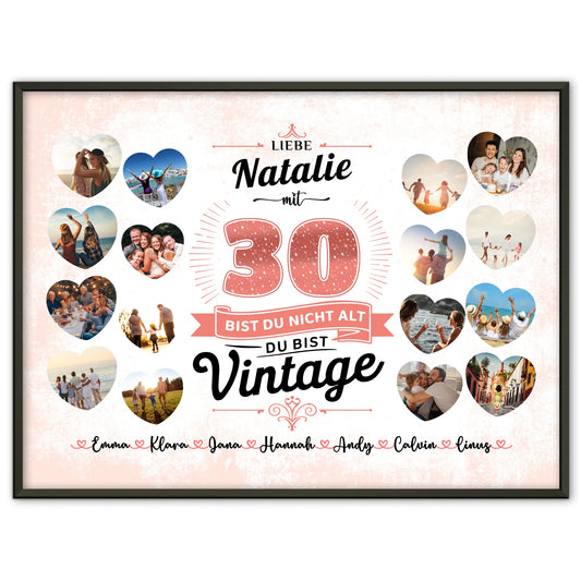 Geschenkposter personalisiert 30 Geburstag Du bist Vintage mit Name