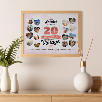 Poster als Geschenkidee 20 Geburstag Du bist Vintage mit Name