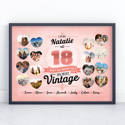 Geschenkposter individuell 18 Geburstag Nicht alt sondern Vintage mit Name