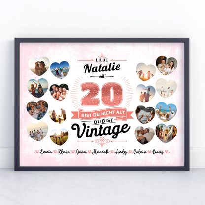 Poster als Geschenkidee 20 Geburstag Du bist Vintage mit Name