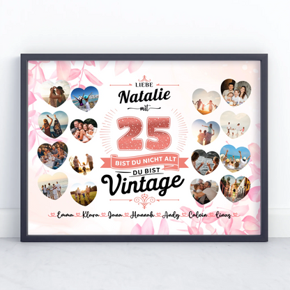 Poster Geschenk 25 Geburstag Nicht alt sondern Vintage mit Name