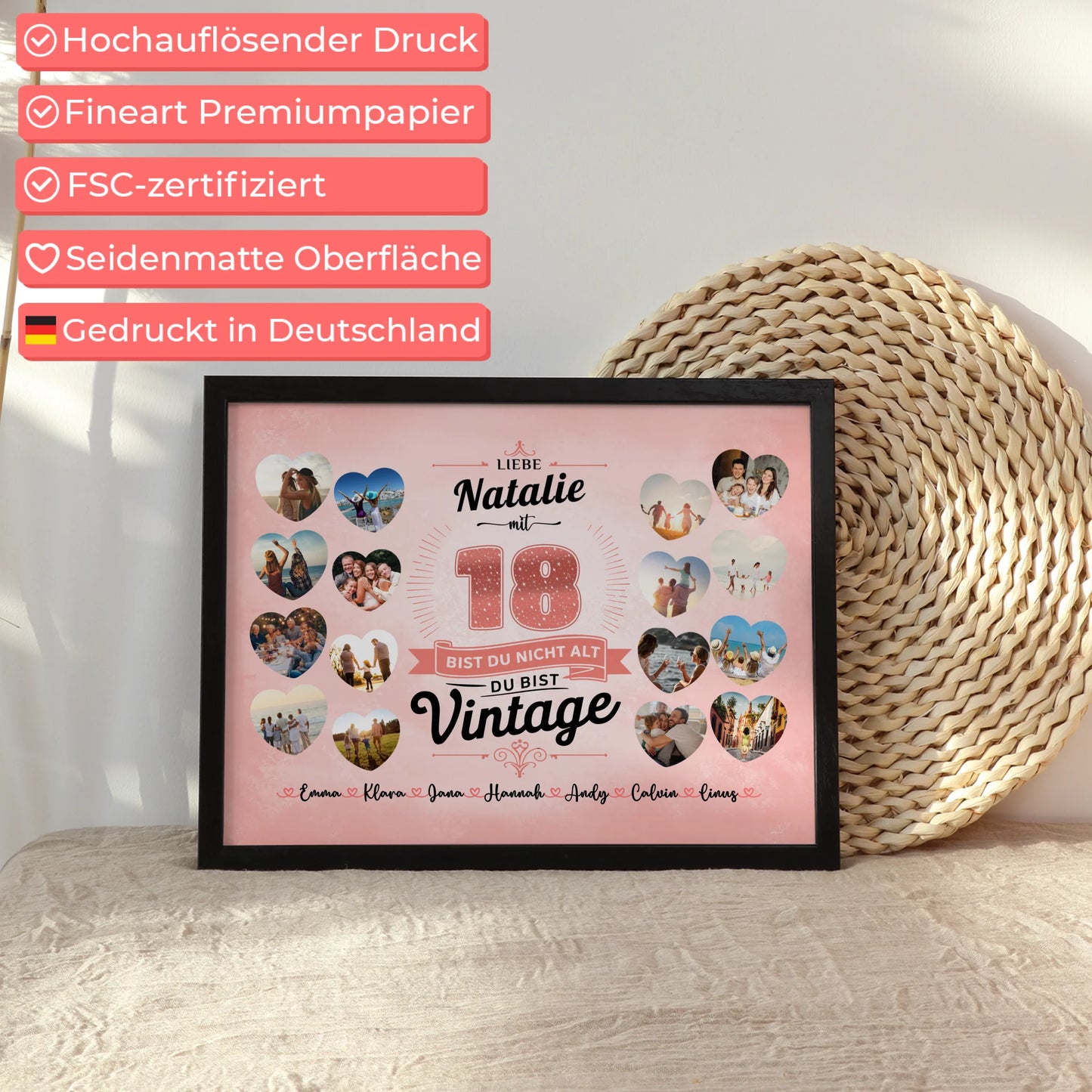 Geschenkposter individuell 18 Geburstag Nicht alt sondern Vintage mit Name