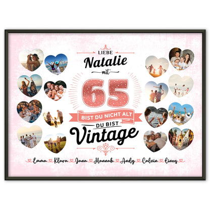 Eigenes Design Poster 65 Geburstag Nicht alt sondern Vintage mit Name