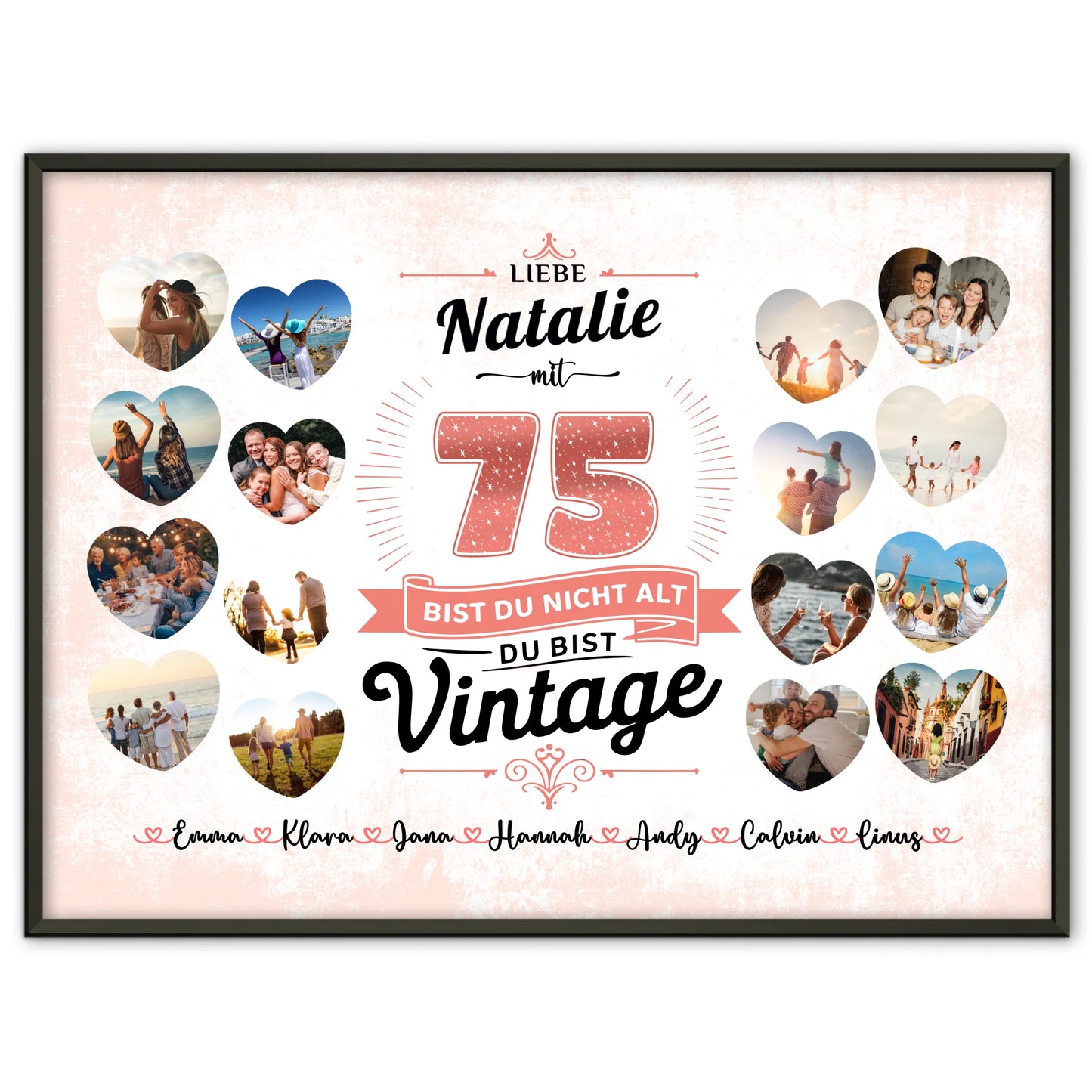 Poster als Geschenkidee 75 Geburstag Nicht alt sondern Vintage mit Name