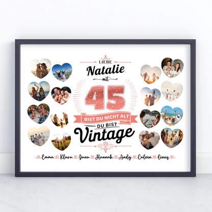 Geburtstagsposter personalisiert 45 Geburstag Nicht alt sondern Vintage