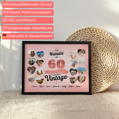 Poster Geschenk 60 Geburstag Du bist Vintage mit Name