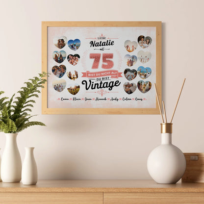 Poster als Geschenkidee 75 Geburstag Nicht alt sondern Vintage mit Name