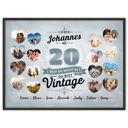 Geburtstagsposter personalisiert 20 Geburstag Du bist Vintage mit Name