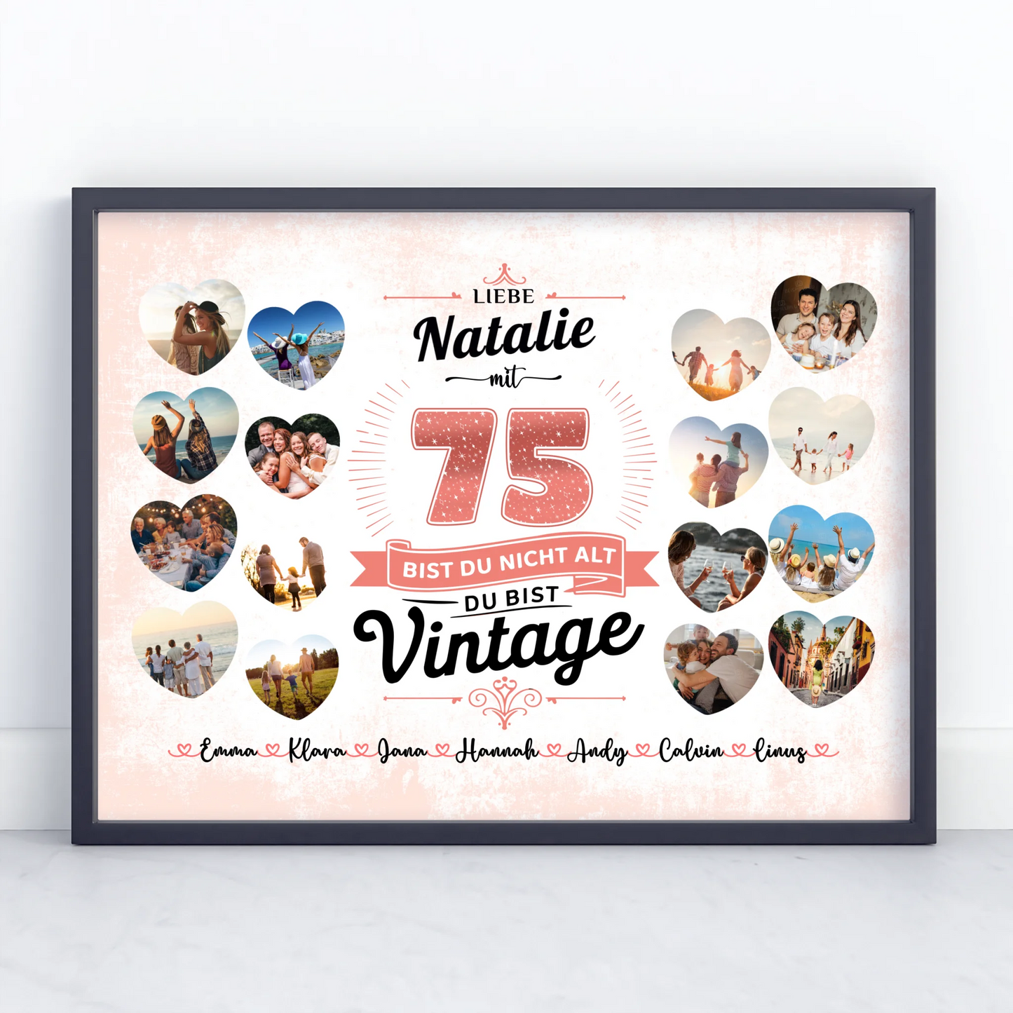 Poster als Geschenkidee 75 Geburstag Nicht alt sondern Vintage mit Name