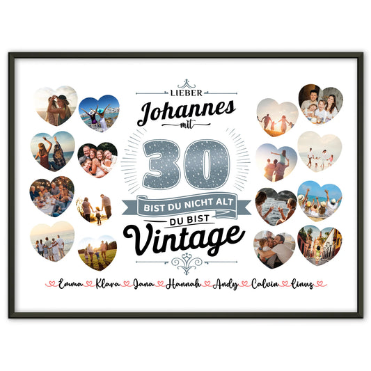 Poster Geschenk personalisiert 30 Geburstag Du bist Vintage mit Name