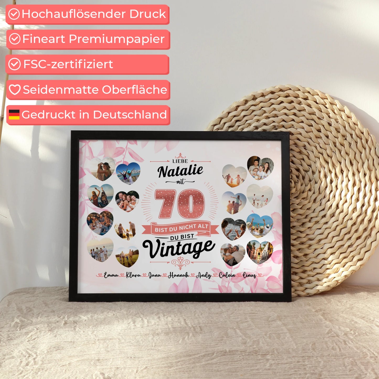 Geschenkposter individuell 70 Geburstag Du bist Vintage mit Name