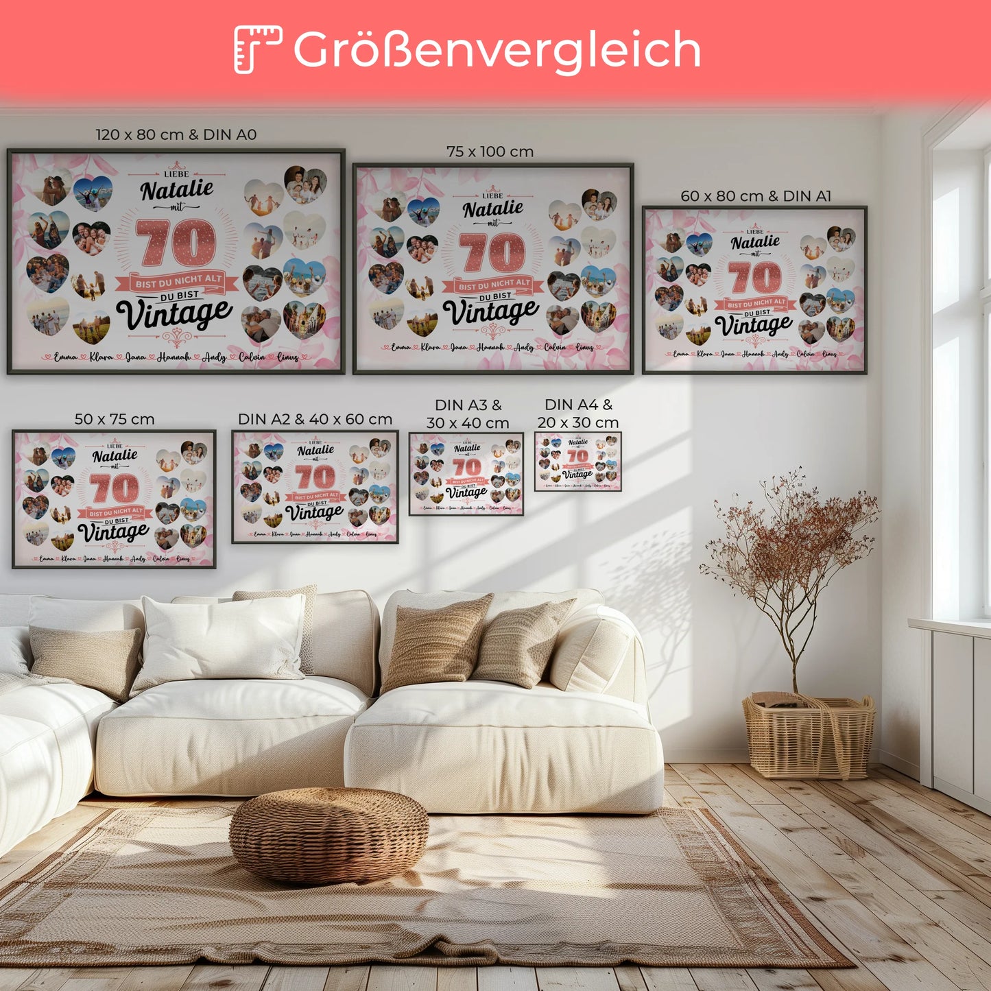 Geschenkposter individuell 70 Geburstag Du bist Vintage mit Name