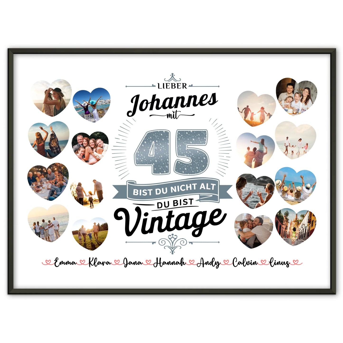 Geschenkposter individuell 45 Geburstag Nicht alt sondern Vintage mit Name