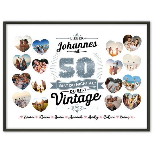 Poster als Geschenkidee 50 Geburstag Du bist Vintage mit Name