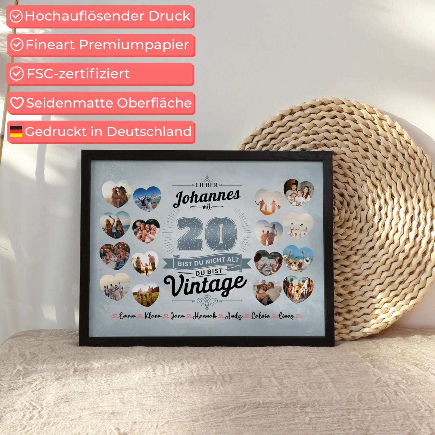 Geburtstagsposter personalisiert 20 Geburstag Du bist Vintage mit Name