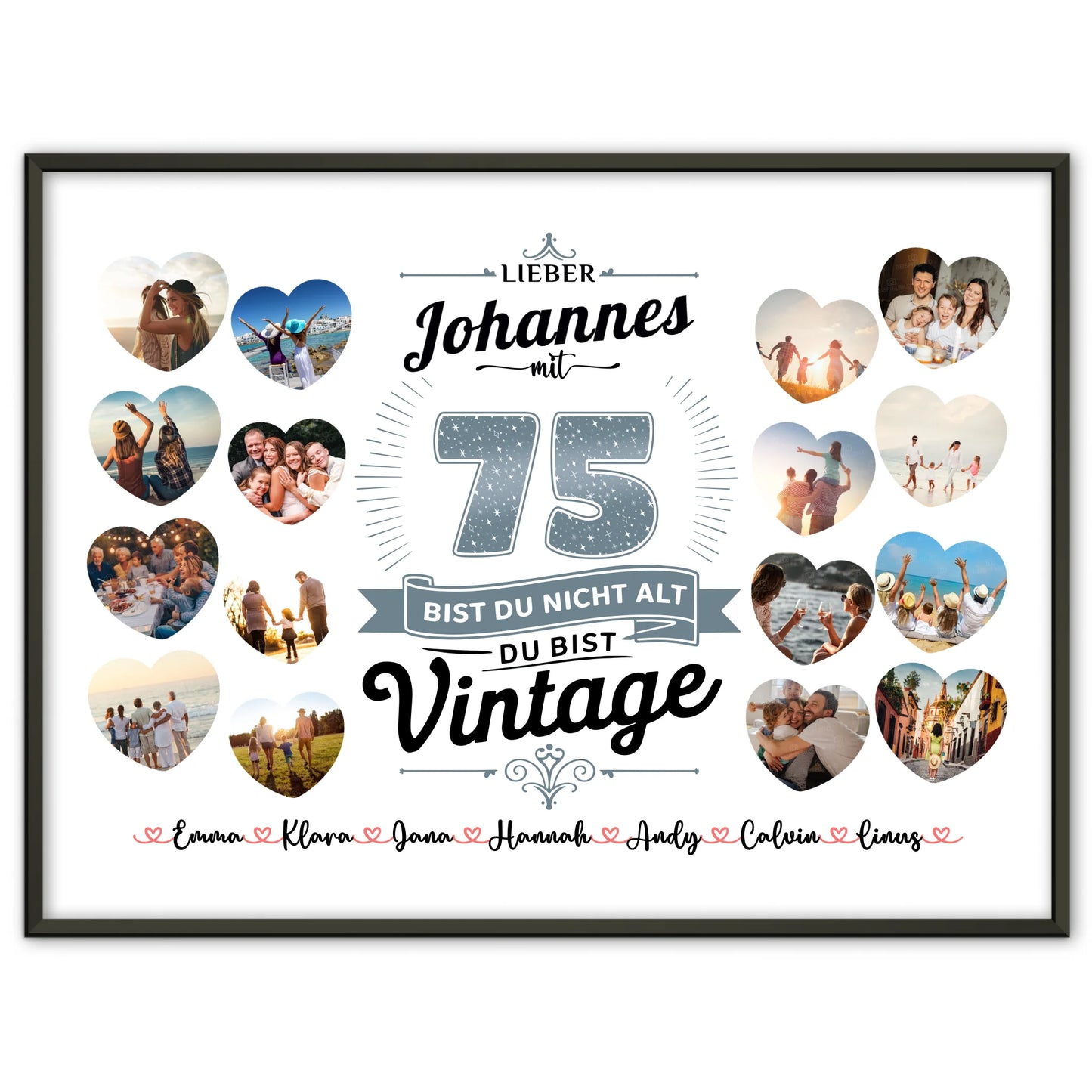 Geburtstagsposter personalisiert 75 Geburstag Nicht alt sondern Vintage mit Name