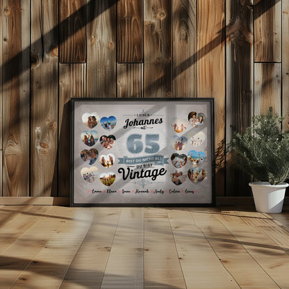 Poster personalisiert 65 Geburstag Nicht alt sondern Vintage mit Name