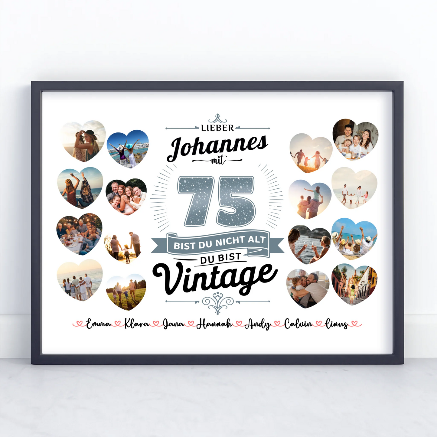 Geburtstagsposter personalisiert 75 Geburstag Nicht alt sondern Vintage mit Name
