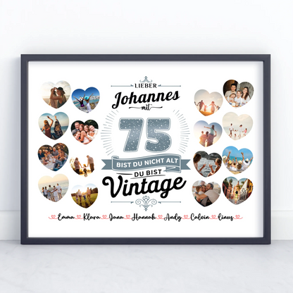 Geburtstagsposter personalisiert 75 Geburstag Nicht alt sondern Vintage mit Name