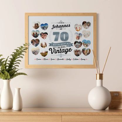 Personalisiertes Poster 70 Geburstag Du bist Vintage mit Name