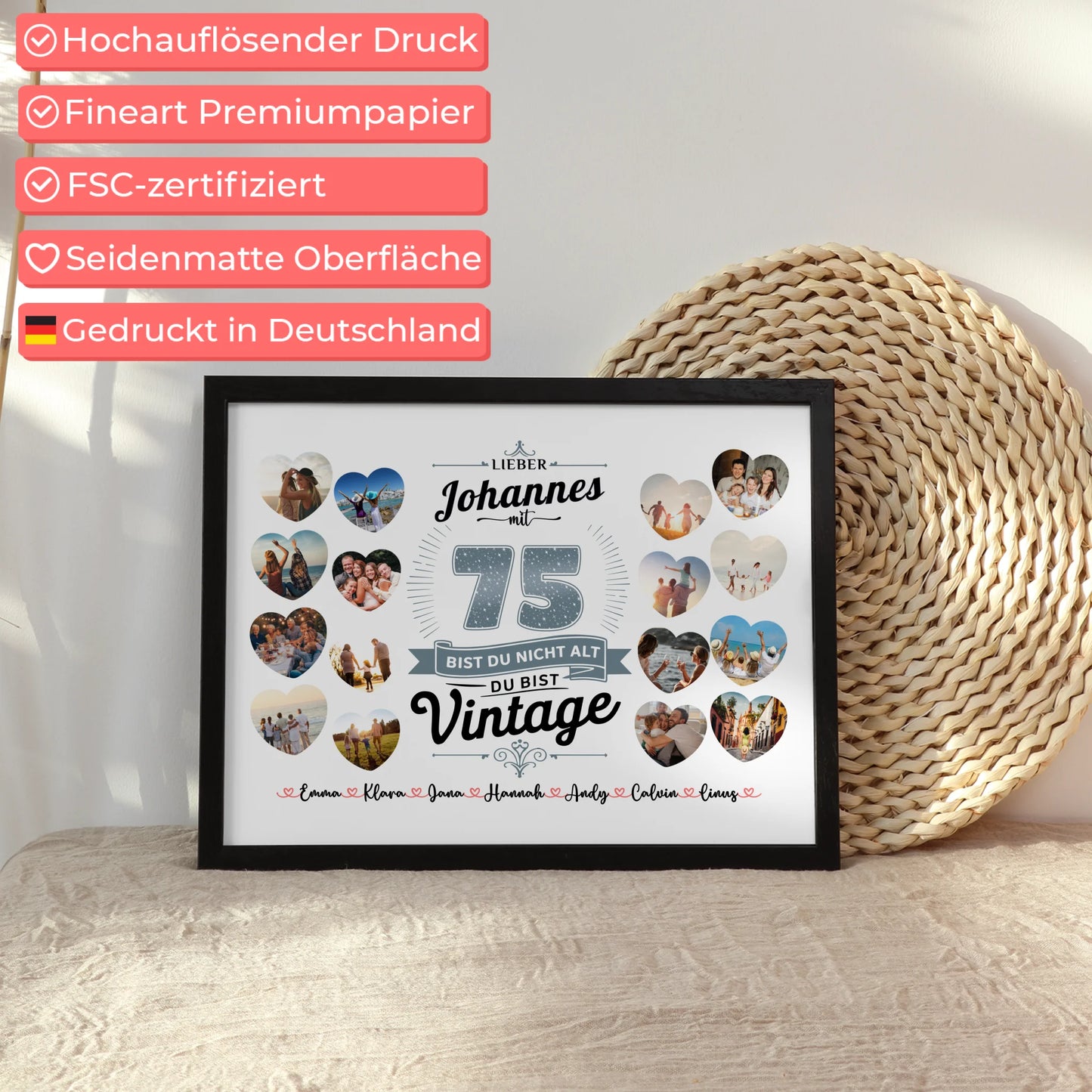 Geburtstagsposter personalisiert 75 Geburstag Nicht alt sondern Vintage mit Name