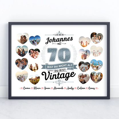 Personalisiertes Poster 70 Geburstag Du bist Vintage mit Name