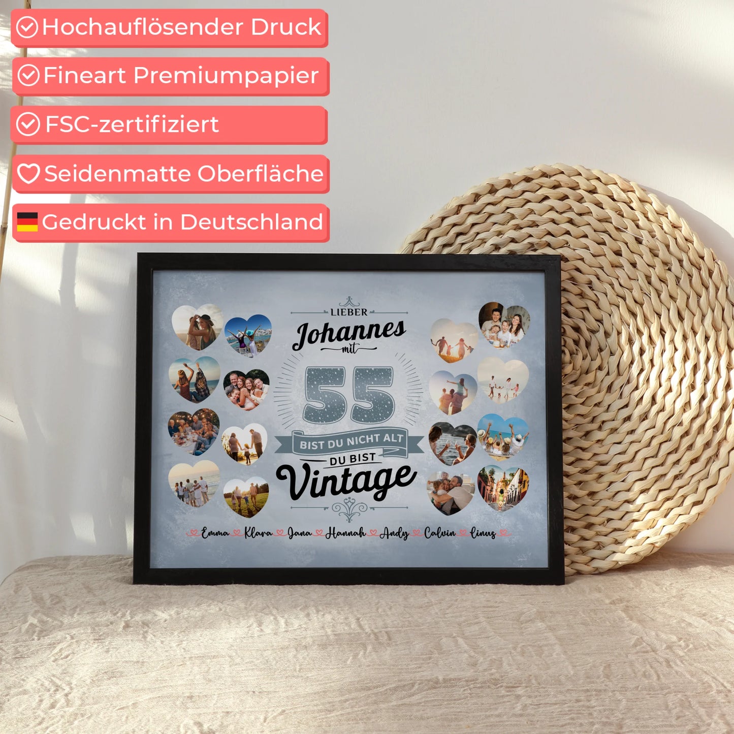 Poster Geschenk 55 Geburstag Nicht alt sondern Vintage mit Name