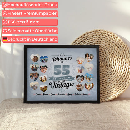 Poster Geschenk 55 Geburstag Nicht alt sondern Vintage mit Name